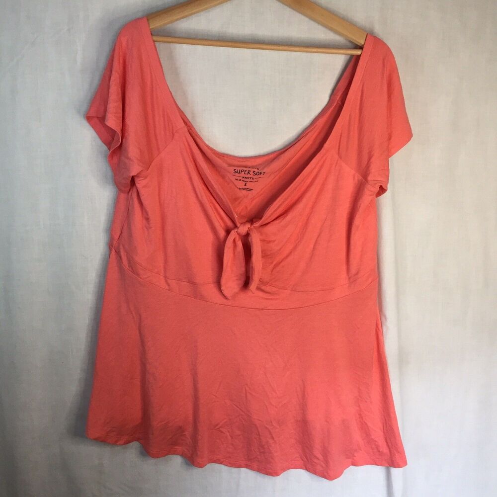 Peach Super Soft Knit Off the Shoulder Top Torrid 3 Rayon Spandex